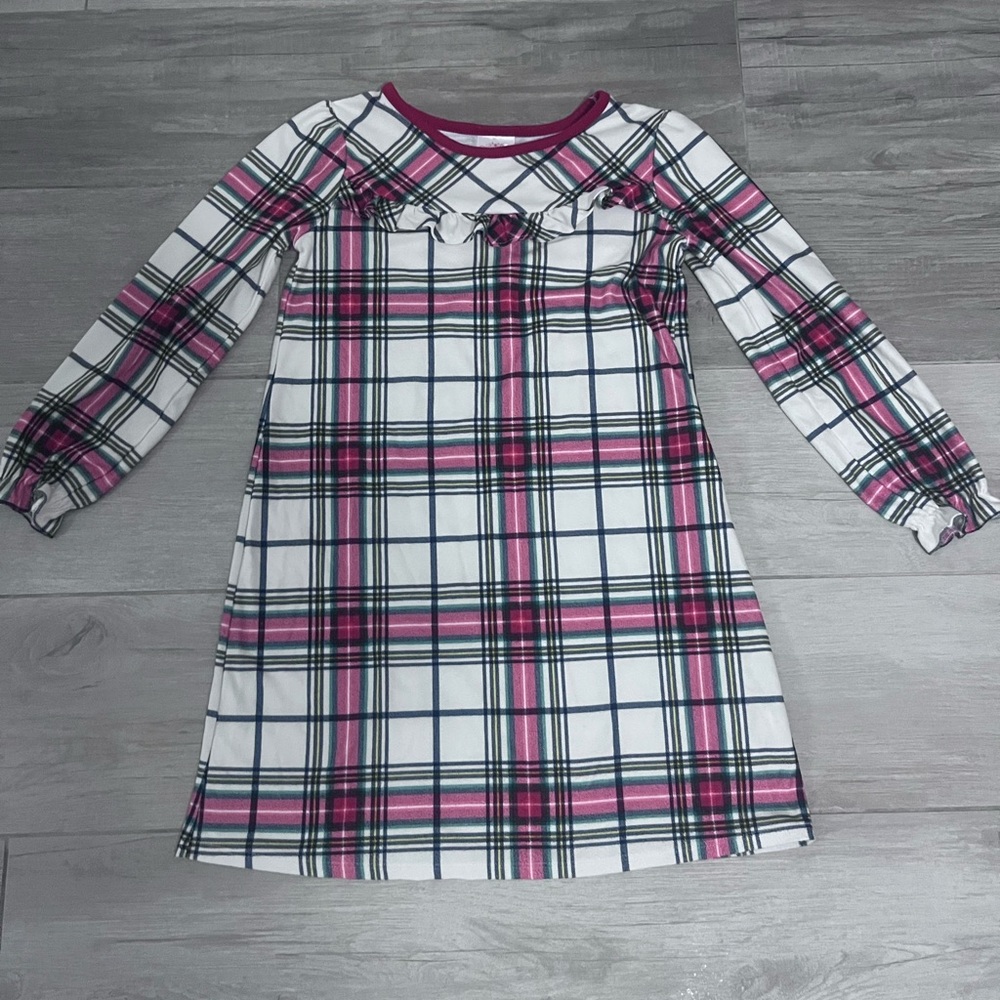 Kids Plaid Long Sleeve Nightgown